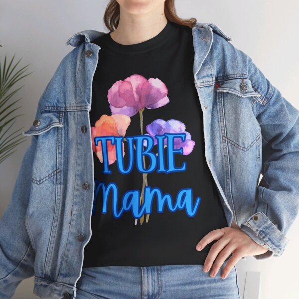 Tubie Mama Floral Unisex Heavy Cotton Tee - Image 77