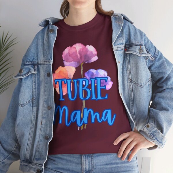 Tubie Mama Floral Unisex Heavy Cotton Tee - Image 104